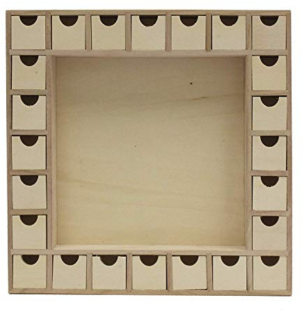 Creative Hobbies 13 Inch Christmas Advent Calendar Shadow Box - Pre Assembled with Removable Drawers - Unfinished Wood Ready to Decorate and Personalize - For DIY, Gifts & Crafts