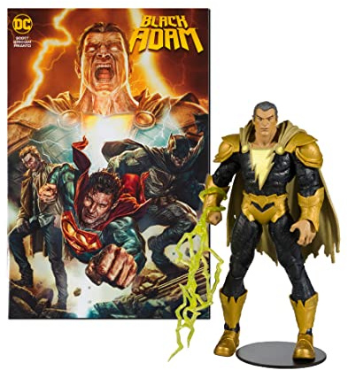 McFarlane Toys, 7-Inch DC Direct Black Adam Action Figure with 22 Moving Parts, Collectible DC Black Adam Comic Figure with Unique Collectible Character Card and Comic Book – Ages 12+