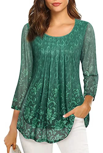VALOLIA Women Blouse, Womens Flowy Tops for Work Casual Half Sleeve Layered Pleated Shirts Maternity Tunics Tops Loose Fit Womens Tops Fall Sheer Flowy Shirts Business Casual MGN-2 XX-Large