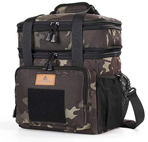 HSHRISHLunchtasche, doppellagige isolierte große Kühltasche für Herren Erwachsene wasserdichte auslaufsichere langlebige Lunch Tasche für die Arbeit Picknick im Freien 22L, Schwarz Camo