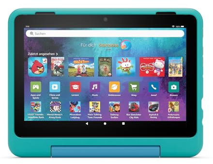 New Amazon Kid-Friendly Case for Fire HD 8 tablet (only compatible with 12th generation tablet), Hello Teal