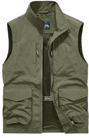 Btmpmcs Men's Quick Dry Fishing Vest Outdoor Utility Multi-Pocket Waistcoat Casual Sleeveless Jacket Breathable Work Safari Traveling Hiking Gilet Photography Top