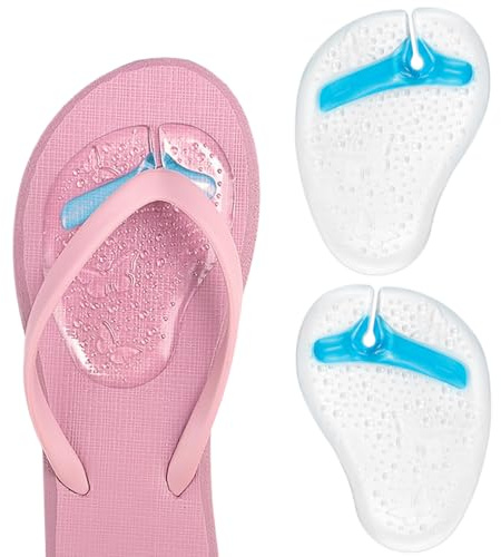 FERCAISH 1 Pair Flip Gel Cushion Pad, Toe Protector Sandal Silicone, Toe Separator Insoles for Flip Flops (Blue)