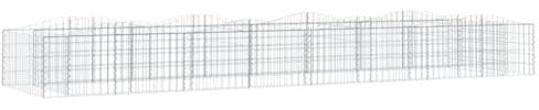 vidaXL Arched Gabion Raised Bed - 400x100x50 cm Galvanised Iron, Silver Garden Wall Basket, Durable Outdoor Landscape Edging for Patio