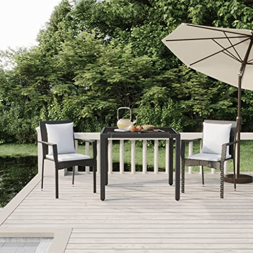 QZZCED Balkonmöbel-Set Gartenmöbel-Sets Garten-Loungemöbel Terrassengarnitur 3-TLG. Garten-Essgruppe mit Kissen Schwarz Poly Rattan für Garten, Terrasse und Balkon