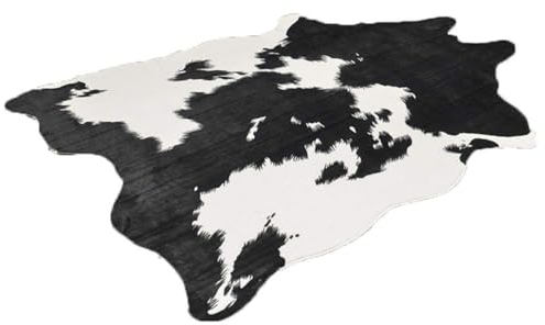 SYLUOQP Kuhfell Kunstfell Teppich Rinderfell Fell Fellimitat 200 * 140cm Schwarz/Braun Variation,Schwarz