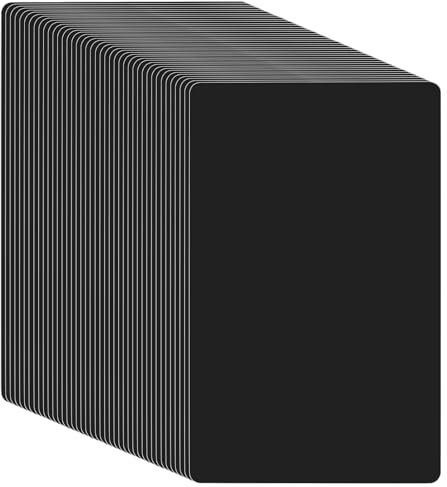 KEILEOHO 150 Stück Aluminium Visitenkarten Blanko Schwarz, 86x54x0.21mm Metall Visitenkarten Rohlinge, Alu Karte Leere Visitenkarten für Büro DIY Geschenkkarten Lasermarkierung