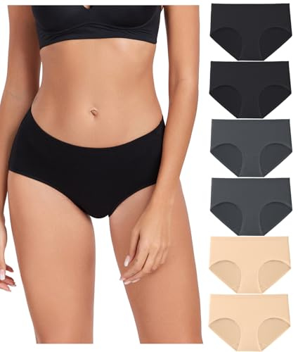 wirarpa Culotte Femme Coton Slip Femme Confortable Culottes Doux Lot de 6 Multicolor Taille S