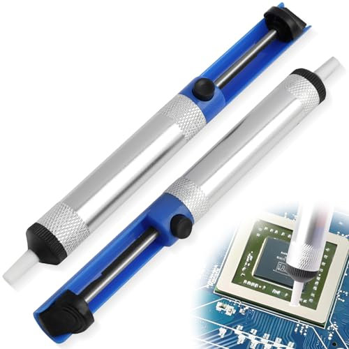 2 Pièces Pompe a Dessouder, Desoldering Pump, Pompe à dessouder Professionnelle avec Boîtier en Métal Bleu avec Embout Antistatique, Accessoires pour Aspirer L'étain à Souder Liquide