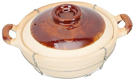 Mikikit Cazuela de Barro Asa Individual de 0.5l para Guisar Transferencia Uniforme de Calor y Superficie Antiadherente, Adecuado para Cocina Casera