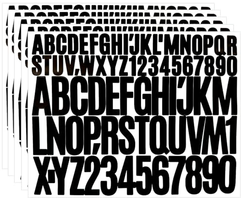 Capital Letter Stickers,1 Inch 2 Inch Sticky Vinyl Letter Number Sticker, 5 Sheets Self Adhesive Black Letter Sticker Alphabet Numbers Stickers for Mailbox, Cards, Scrapbook