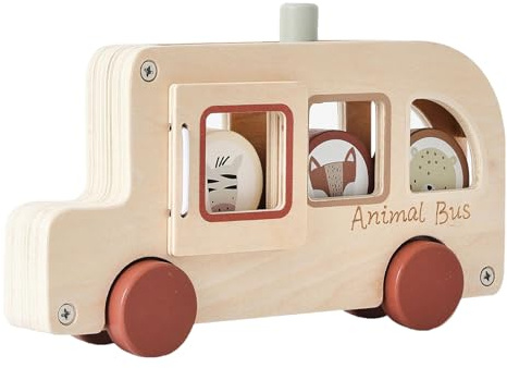 Leksaksbussar, träleksaksbil - bärbart interaktivt pedagogiskt spel flickor lär sig underhållning hemma