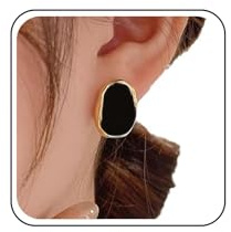 Aneneiceera Vintage Resina Nero Orecchini Perno Acrilico Irregolare Orecchino Rotondo Caramella Colore Acrilico Orecchino Orecchini A Bottone Geometrico Gioielli Per Le Donne (nero)
