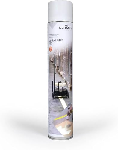 Durable DURALINE Floor Marking Spray 750ml - Permanent Line Spray Paint - White - Easy to Use - Perfect for Painting Warehouse, Production and Factory Floors