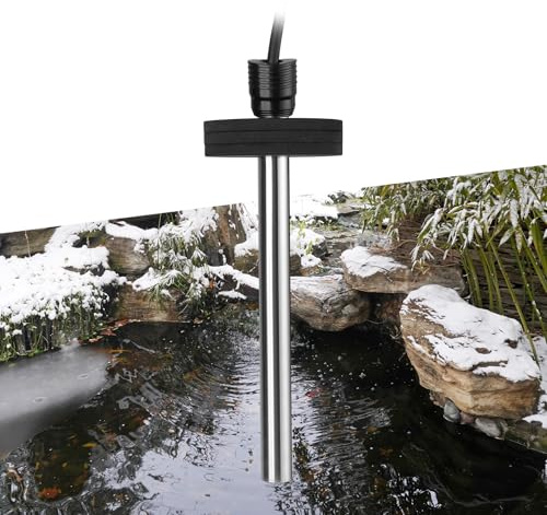 PYPABL Chauffage de Bassin Extérieur 150W 300W 600W Chauffage d'Aquarium pour Petits Bassins, Kio Pond, Dégivreur de Bassin avec Long Câble et Mousse Flottante (150W)