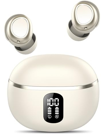 Auriculares inalámbricos Bluetooth, Auriculares Bluetooth 5.3 con 4 micrófono ENC, Mini Auriculares in-Ear para Dormir 50 H, Sonido Suave, cómodos de Llevar sin sensación de presión, IPX7 Resistentes