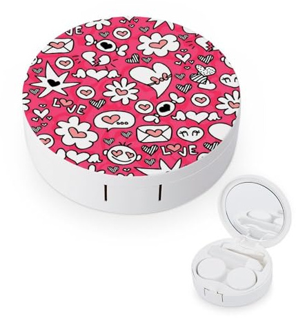 fkgvwo Contact Lens Container Love Message Travel Contact Lens Box with Mirror Tweezers Solution Bottle