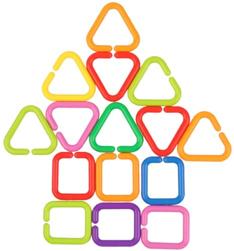 GARVALON 35Pcs Link Rings Set for Early Education, Geometric Chain Buckle Links for Cognitive Development and Attention Training, Suitable for Crib and Stroller Play Random Style