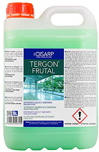 DETERGENTE PERFUMADO SUELOS Y SANITARIOS MANZANA TERGON FRUTAL TERGON FRUTAL Detergente Multiusos Perfumado – Limpiador Profesional para Superficies Lavables – Fragancia Frutal Duradera