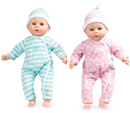 Melissa & Doug - Mine To Love Luke & Lucy dockor - tvillingdockor pojke flicka med nappar - storlek 38 cm - Aktivitet, utveckling och lärande leksak - barn gåva 18 månader och uppåt