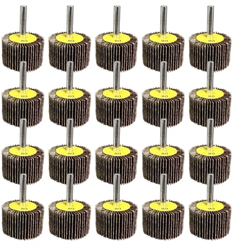 FEIHU 20 Stück Lamellenschleifer,Schleifköpfe,Fächerschleifer set 40X25x6MM. Die Schleifscheibe eignet sich zur Reinigung von Rost/Schweißgraten.Passend für alle Elektro- / Drehwerkzeuge,Körnung 80
