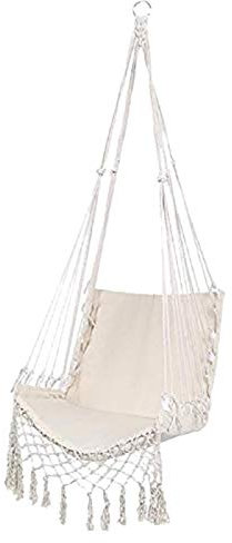 LIANYG Hamac Hamac Beige Suspendu hamac Chaise Swing Corde extérieure Chaise Suspendue Salle de Jardin pour Enfant Adulte Adulte 662 (Color : White)