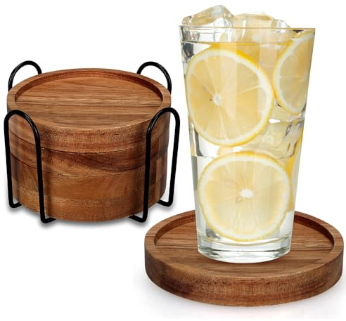 Wood Coasters Set of 4 Farmhouse Outdoor Coster for Drink Patio Table Decor