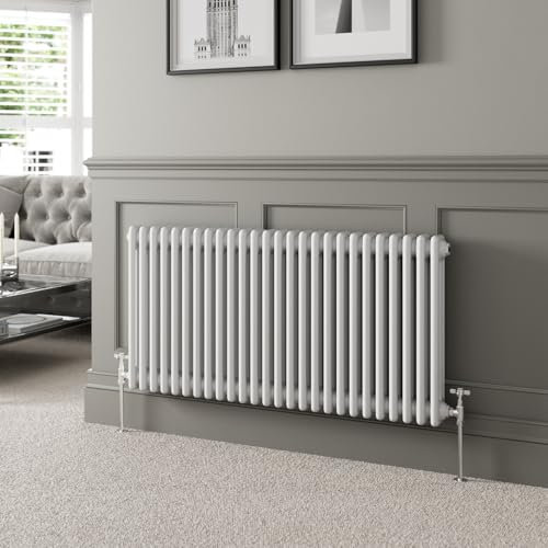 DuraTherm® 600 x 1190mm White Traditional Horizontal Designer Radiator Triple Column Colosseum Cast Iron Style Central Heating Panel Radiators Rad