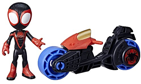 SPIDEY AND HIS AMAZING FRIENDS Marvel, Miles Morales: Spider-Man Action Figure, Toy Motorcycle, Toys for 3-Year-Olds