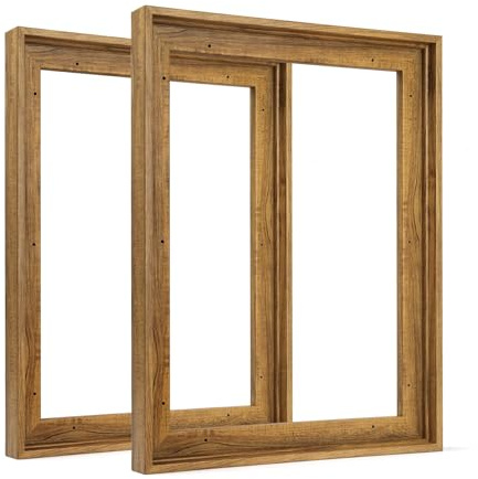 FOLKOR Floating Frame for 8x10 Inch Canvas Painting 0.6-0.8” Deep, 2 Pack Floater Frame for Canvas Prints, Art frame for Wall Prints Diamond Painting Paint by Numbers (Dark Brown)