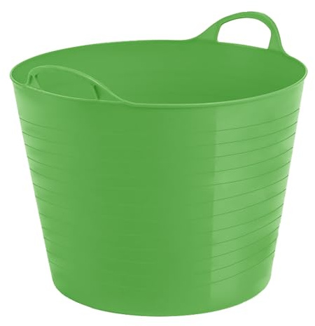 M1SS 26L Flexi Plastic Storage Tub with Strong Carry Handles, Lime Green | Heavy Duty Flexible Plastic Storage Basket, Laundry, Garden, Home, Toy & Multi-Purpose Tub