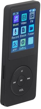 Mp3 Player MP4 Player, Ultra Thin 1.8 Inch LCD Portable Lossless Mp3 Music Player with HD Speaker, FM Radio, Voice Recorder and E Book, MP4 Player with Earphone for Kids Adults (Black)