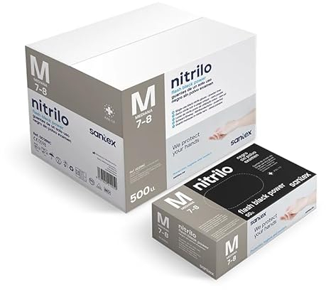 ABD Guantes de Nitrilo Azul Pack de 1000 Unidades, Resistentes al Desgarro, Antideslizantes, Sin Látex, Apto para Uso Alimentario, Cumplen EN 455 y EN 374 (Negro, Talla M)