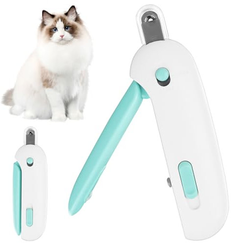 Byffoer Katzen Krallenschneider,Krallenzange für Hunde und Katzen Edelstahl Katzennagelknipser,Katzennagelknipser mit Verstellbarer Blende, Krallenschere Katzen mit Nagelfeile und Schutz