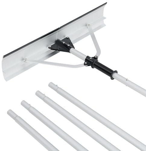 COSTWAY Schneeschaufel Dach mit Gummielippe & klappbarem Schneeschild, Schneeräumer aus Aluminium, Dachräumer mit Teleskopstange, Schneeschieber, Dachschneeräumer für Solaranlage