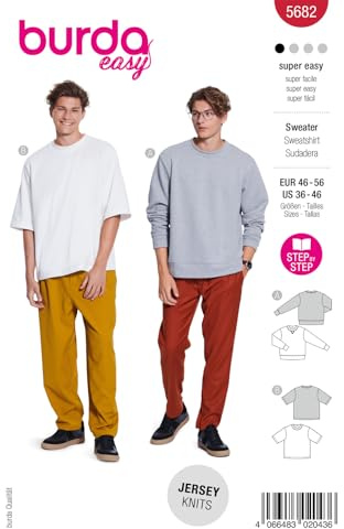 burda easy Schnittmuster Herren Basic Sweatshirts #5682 Gr. 46-56