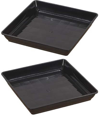 Platillo para plantas – 2 piezas plato cuadrado 35 x 35 cm | Bandeja profunda para drenaje de agua, soporte para macetas de flores interior y exterior, protección de superficies para casa, jardín