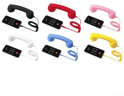 PureBowlic Cornetta USB-C retrò per iPhone, con cavo a spirale, microfono altoparlante integrato e fattore di forma telefonica senza tempo (giallo (rosso (tipo C)