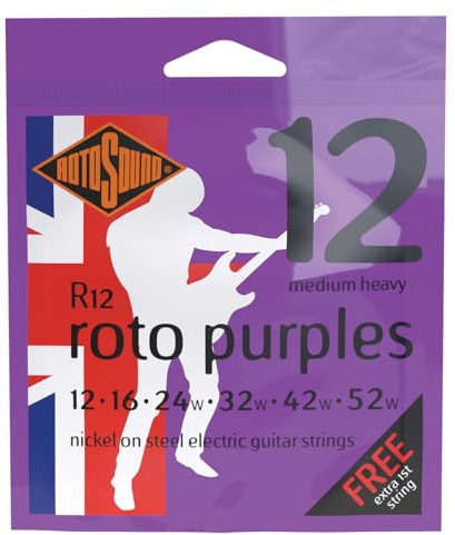 Rotosound R12 Nickel Medium/Heavy Gauge Electric Guitar Strings (12 16 24 32 42 52)