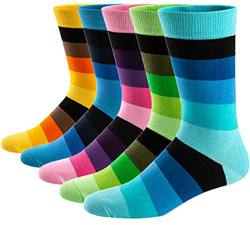 Ueither Chaussettes Fantaisie Homme Coton Peigné Confortable et Respirante Socks Socquettes,Multicolore 12,42-48