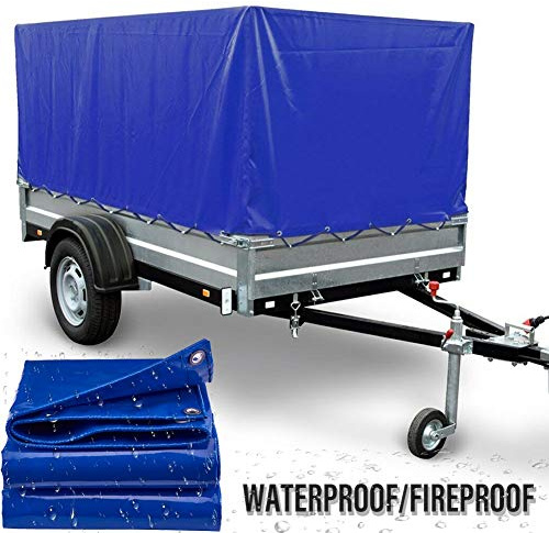 LSXIAO Heavy Duty Tarpaulin, Fire Prevention Industrial Flame Retardant Fabric Glass Fiber PVC Coating with Grommet Outdoor Tent, Truck, Parasol Cover (Color : Blue, Size : 3X8M)