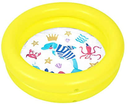 Sun Club Sea Animal 2 Ring Pools / 2 Colours / 76cm x 20cm / Children’s Paddling Play Pool/Repair Patch Included (Yellow)