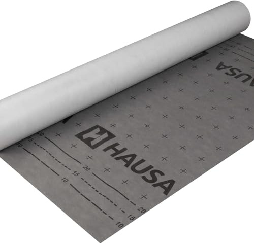 HAUSA Membrane de sous-toiture 130 g/m² gris 75 m² (1,5 m x 50 m) hautement perméable à la vapeur imperméable membrane de sous-couverture résistante aux intempéries et au vieillissement résistante à