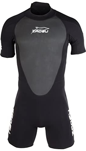 ZAOSU Shorty Aqua Essential, muta subacquea in neoprene da 3 mm, colore nero, con cerniera sul retro, a maniche corte per SUB, snorkeling, surf, immersioni, nuoto