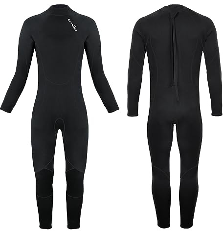 OMGear Wetsuit for Children 3mm Neoprene Full Wet Suit Long Sleeve Dive Suit Thermal Swimwear Junior Boys Scuba Diving Surfing Snorkeling Gear(Black,10)