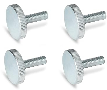 Ganter Normelemente | Flache Rändelschrauben | Rändelschrauben (niedrige Form) | DIN 653-M6-12-ZB | 4 Stück | Stahl verzinkt | Gewinde: M6x12