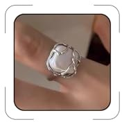 CSIYANJRY99 pärlring för kvinnor falsk pärla löftesring barock pärla uttalande ringar öppen justerbar trendig stapling oregelbunden pärla fingerring, Metall, Kubisk zirkonia