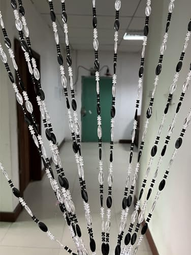 ZiDeTang Acrylic Beaded Door Curtain Décor Tassel Room Divider Curtain for Doorway (Black, 100cm by 195cm)