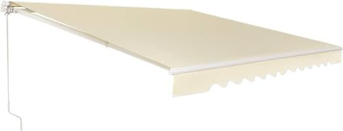 GYMAX Tenda da Sole per Esterno a Bracci Estensibili, Tende da Sole con Manovella, con Tettuccio Impermeabile e Protezione Solare, Tenda da Sole Angolo regolabile Avvolgibile (Beige, 3 m x 2,5 m)
