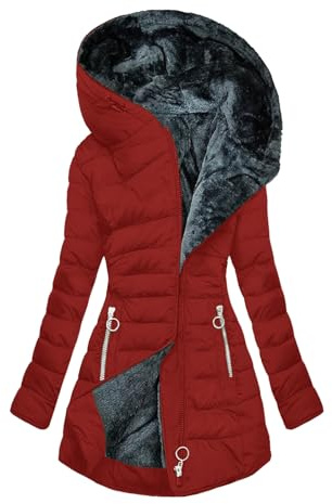 Dmmtot Manteau en duvet pour femme - Parka doublée Sherpa - Manteau d'hiver chaud à capuche épais - Veste coupe-vent longue avec poches - Veste trench en polaire de qualité supérieure - Manteau